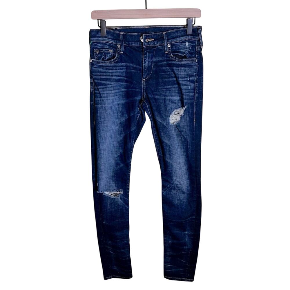 TRUE RELIGION Halle mid rise super distressed skinny jeans 26